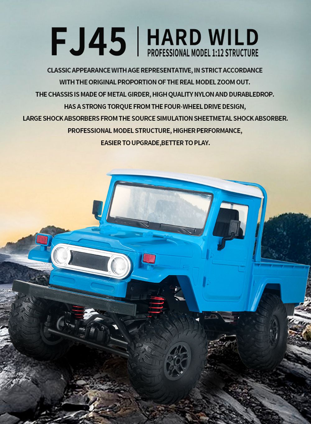 MN Model MN-45 1/12 2.4G 4WD Climbing Off-road Vehicle RC Car with LED Light RTR - Orange