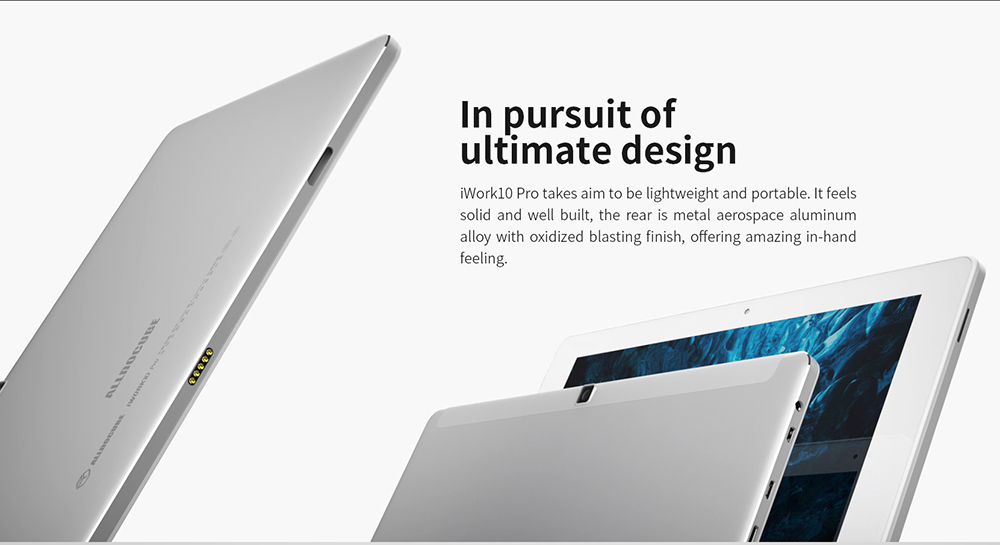 Alldocube Cube iWork10 Pro 2-in-1 Tablet Intel Cherry Trail Z8350 Quad Core (White+Silver) + Magnetic Docking Keyboard with Touch Panel (Silver)