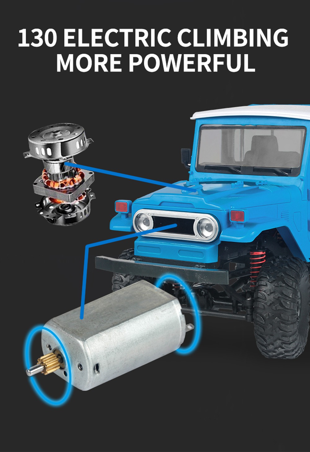 MN Model MN-45 1/12 2.4G 4WD Climbing Off-road Vehicle RC Car With LED Light RTR - Blue