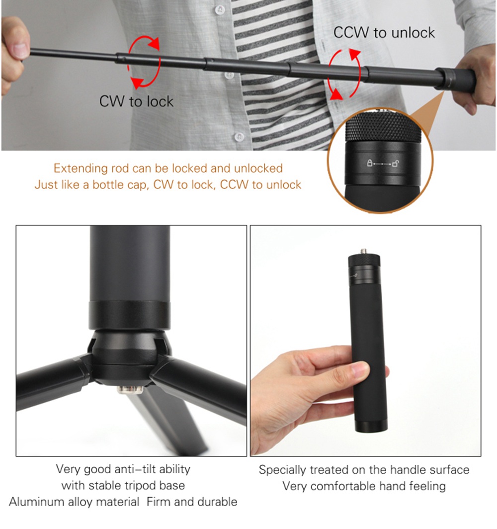 Sunnylife Expansion Accessories Metal Adapter + Tripod + Extension Rod Set for DJI OSMO Pocket Gimbal