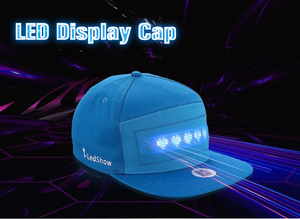 Unisex Sports Cap Mobile App Control Hat with LED Screen - Black