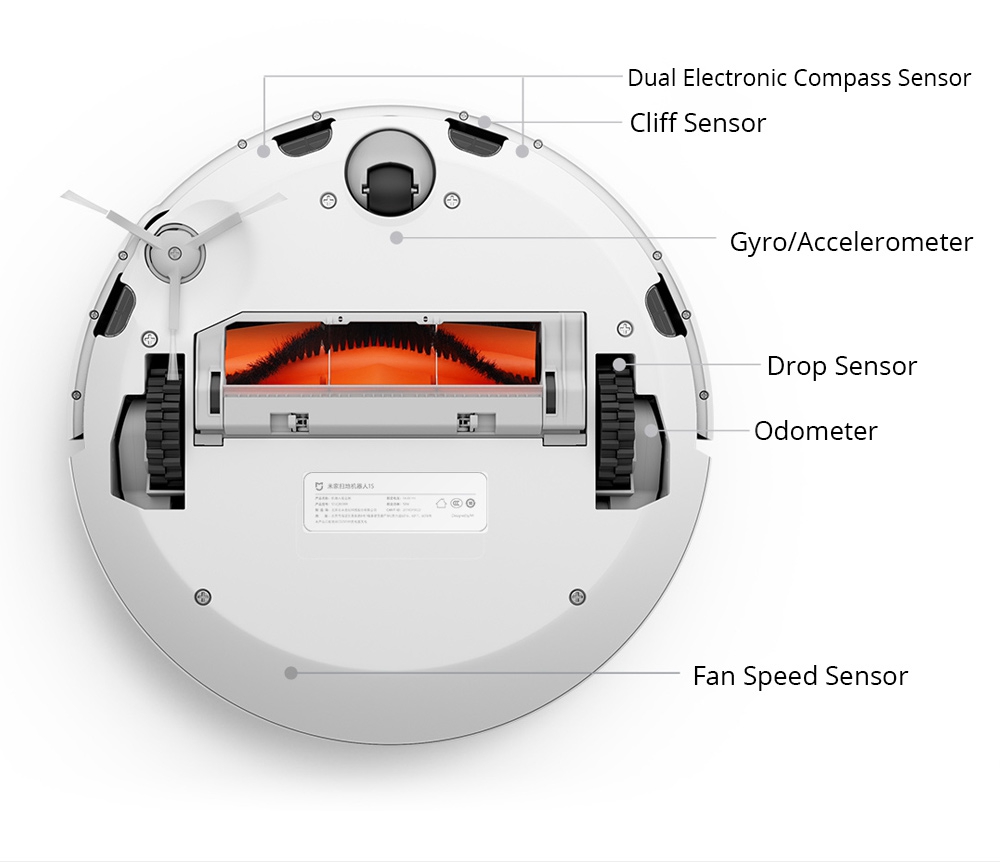 Xiaomi Mijia 1S Robot Vacuum Cleaner LDS + Visual Navigation 2000Pa Suction AI Image Recognition APP Zoned Cleaning Virtual Wall 5200mAh - White