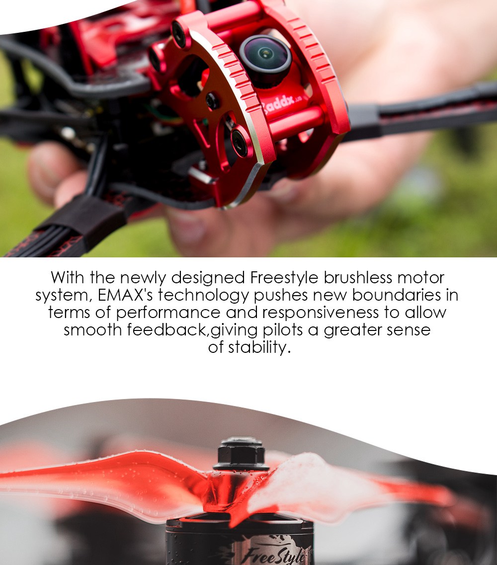 Emax Buzz Freestyle Drone With F4 3-6S 4IN1 45A 32Bit ESC 1700KV Motor Caddx Micro S1 CCD Cam BNF - Frsky XM+ Receiver
