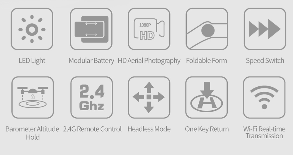 JJRC H71 GRUS 1080P WIFI FPV Foldable RC Quadcopter With Optical Flow Positioning RTF - White