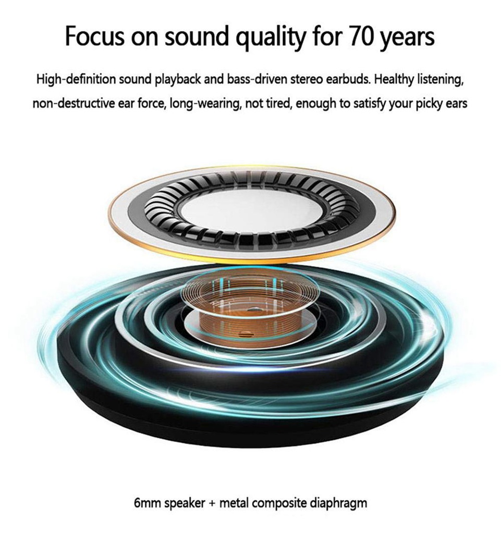 X6 TWS Bluetooth 5.0 Earbuds 3000mAh Support Charing for Phones About 4 Hours Working Time - Black