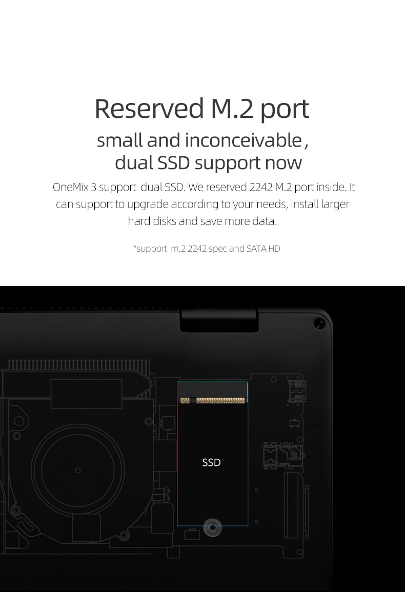 One Netbook One Mix 3 Yoga Pocket Laptop Intel Core M3-8100Y Dual-Core 8.4" IPS Screen 2500*1600 Touch ID Windows 10 8GB DDR3 256GB PCI-E SSD - Silver
