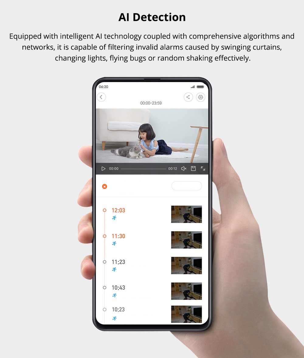 XIAOMI Mijia H.265 1080P IP Camera AI Motion Detection Baby Monitor 360 Pan-tilt Webcam - White