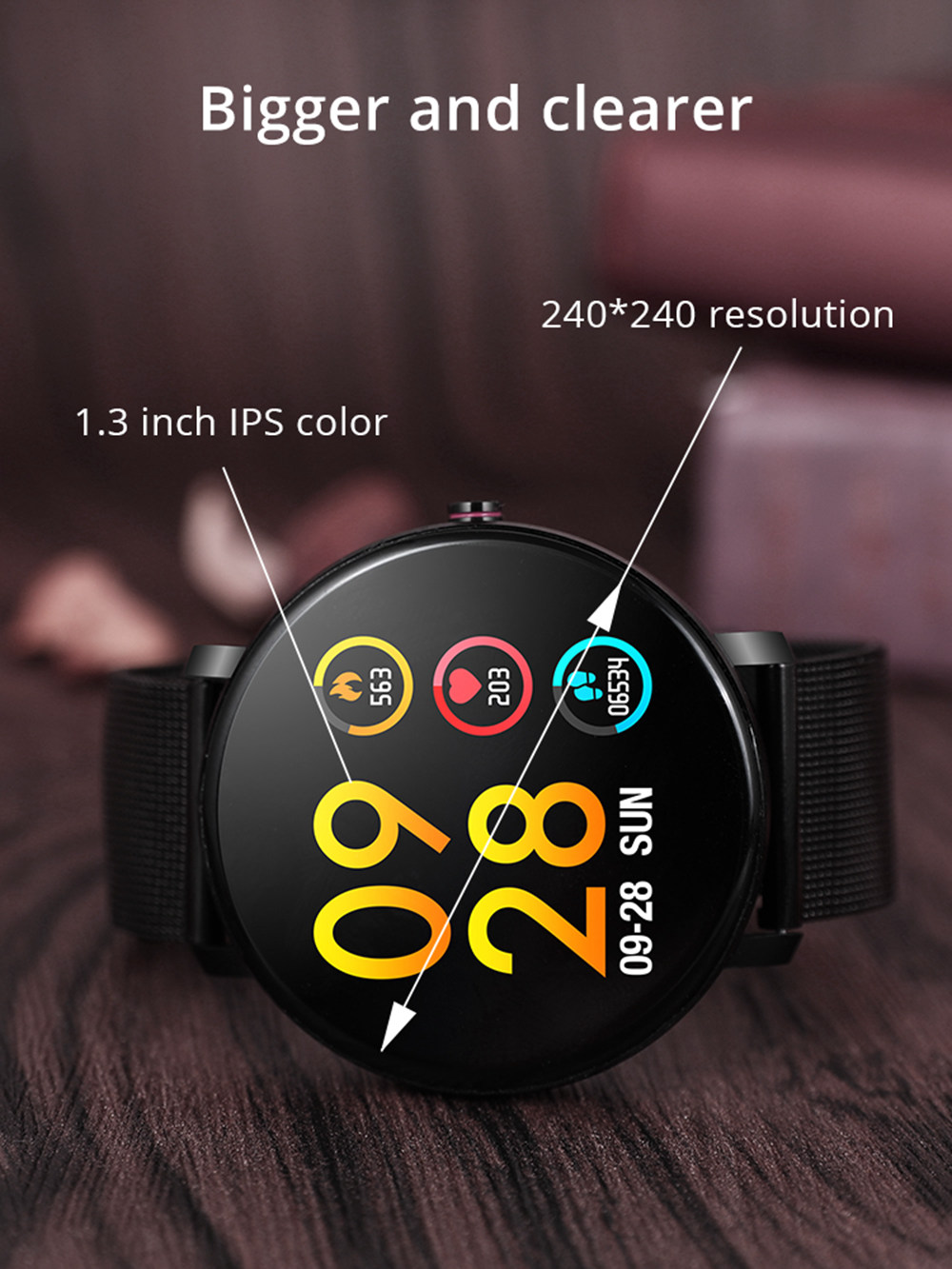 K9 Smart Watch 1.3 Inch IPS Screen Heart Rate Blood Pressure Monitor IP68 Fitness Tracker Smartband - Silver