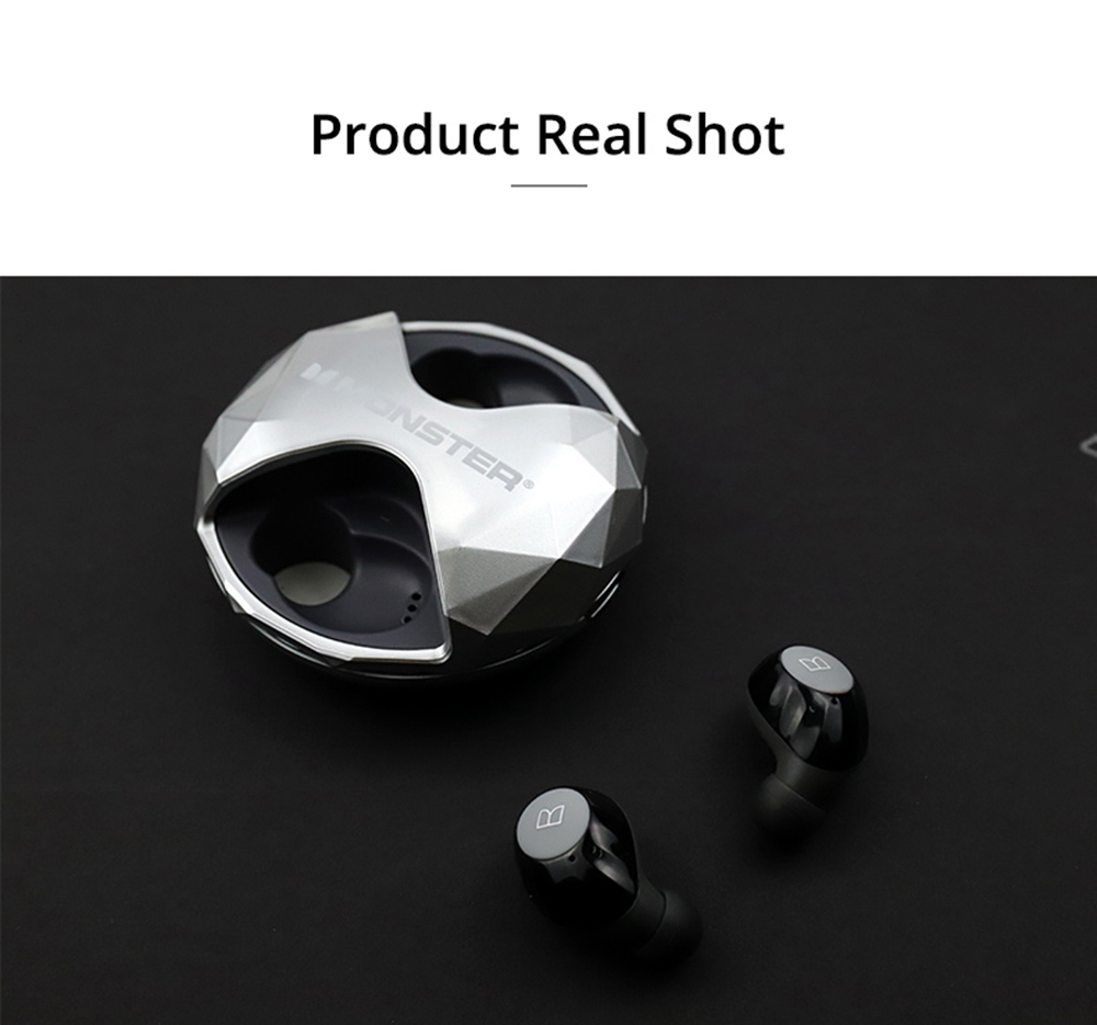 Monster AirLinks TWS Bluetooth 5.0 Earbuds IPX5 Water Resistant - Black