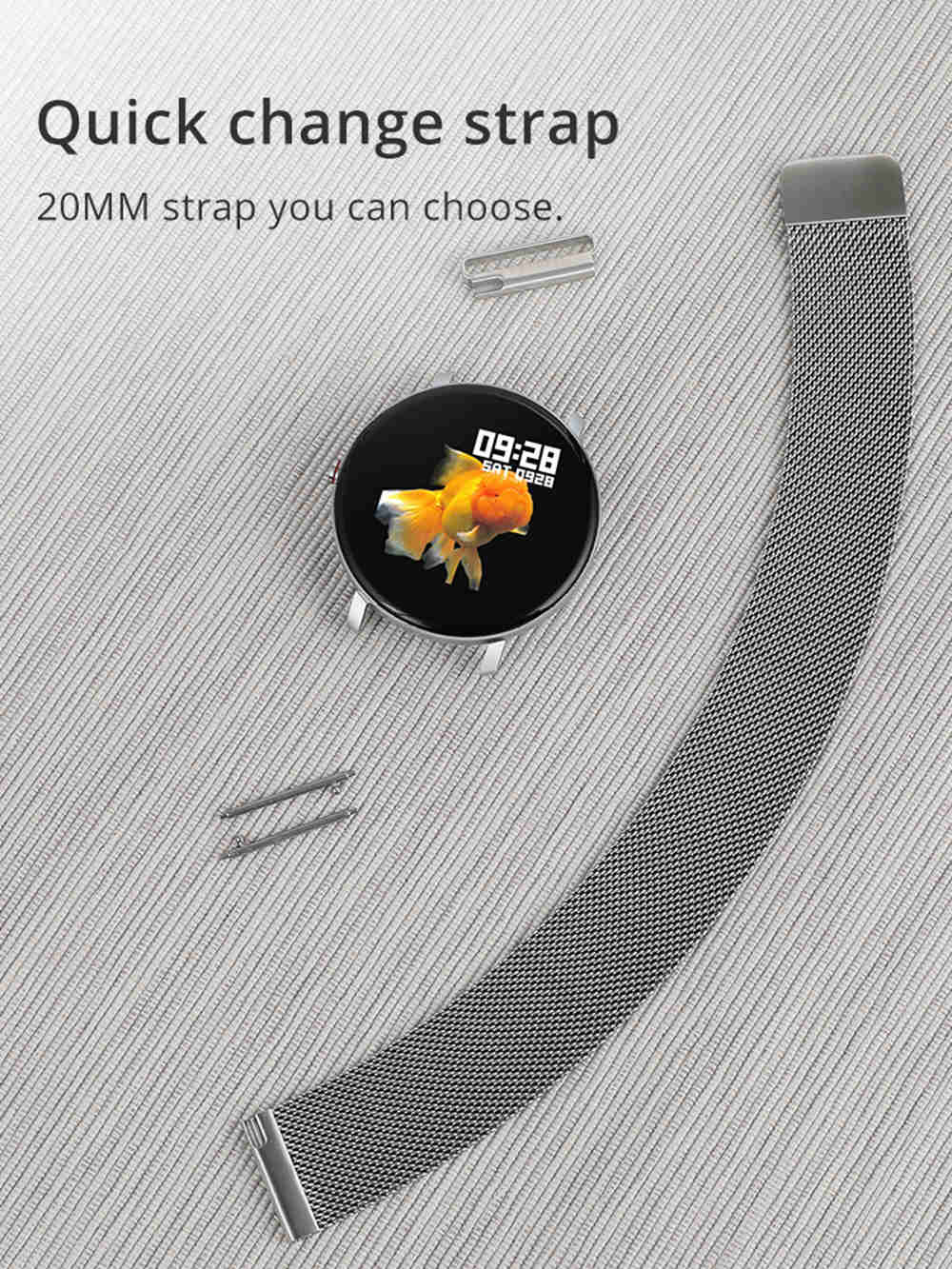 K9 Smart Watch 1.3 Inch IPS Screen Heart Rate Blood Pressure Monitor IP68 Fitness Tracker Smartband - Silver