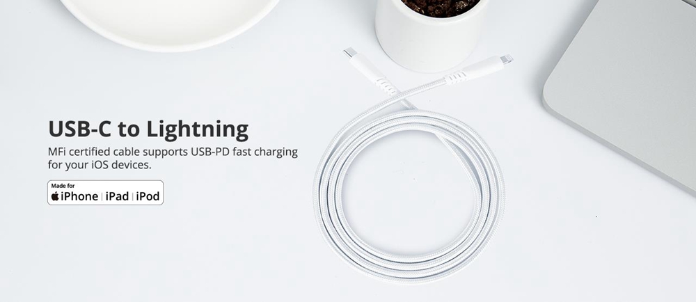 Tronsmart  LCC06 USB C to Lightning Cable [4ft Apple MFi Certified] for iPhone X/XS/XR/XS Max / 8/8 Plus, Supports Power Delivery