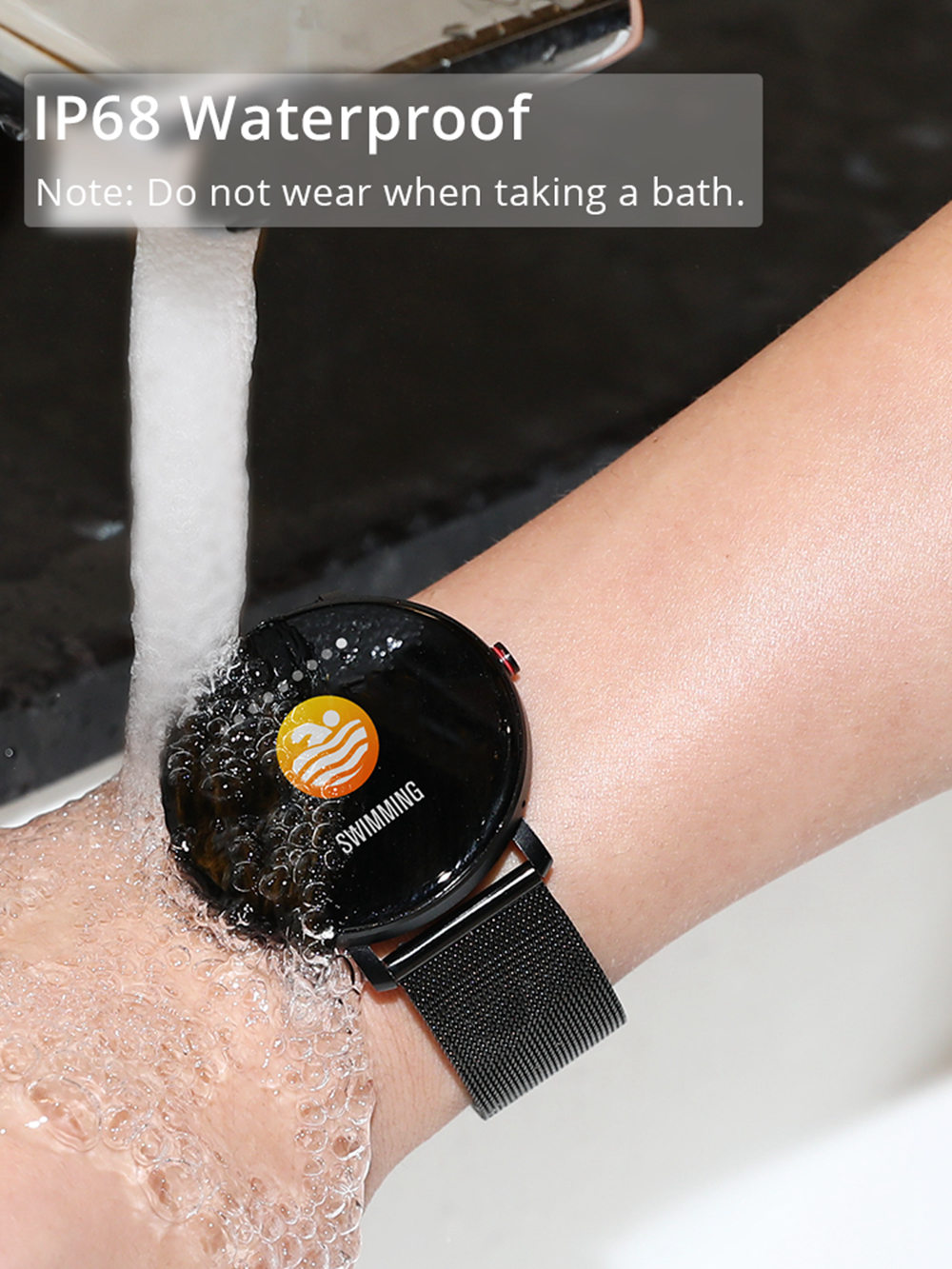 K9 Smart Watch 1.3 Inch IPS Screen Heart Rate Blood Pressure Monitor IP68 Fitness Tracker Smartband - Silver