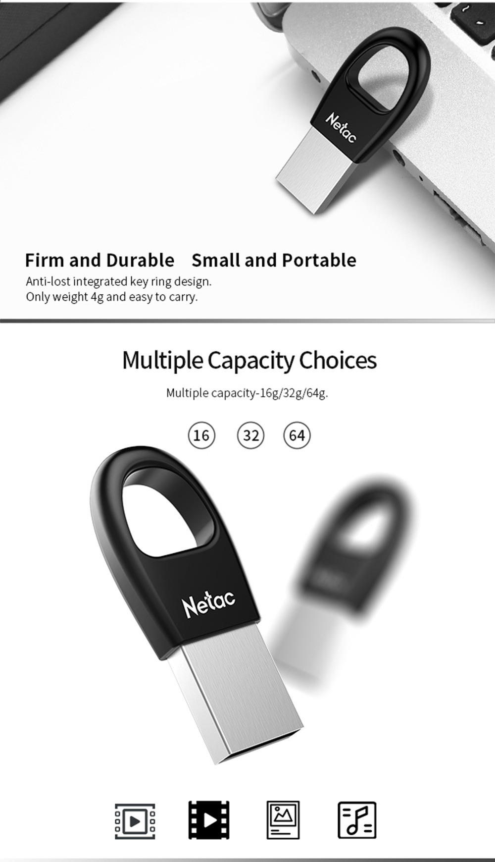 Netac U328 32GB USB Mini Flash Drive USB2.0 Interface Reading Speed 25MB/s