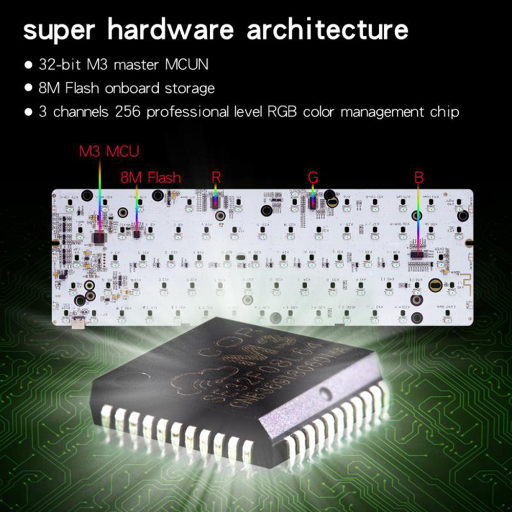 GK66 Bluetooth USB-C Dual Mode 66Key Split-Spacebar Hot-swappable RGB Mechanical Gaming Keyboard - Blue Switch