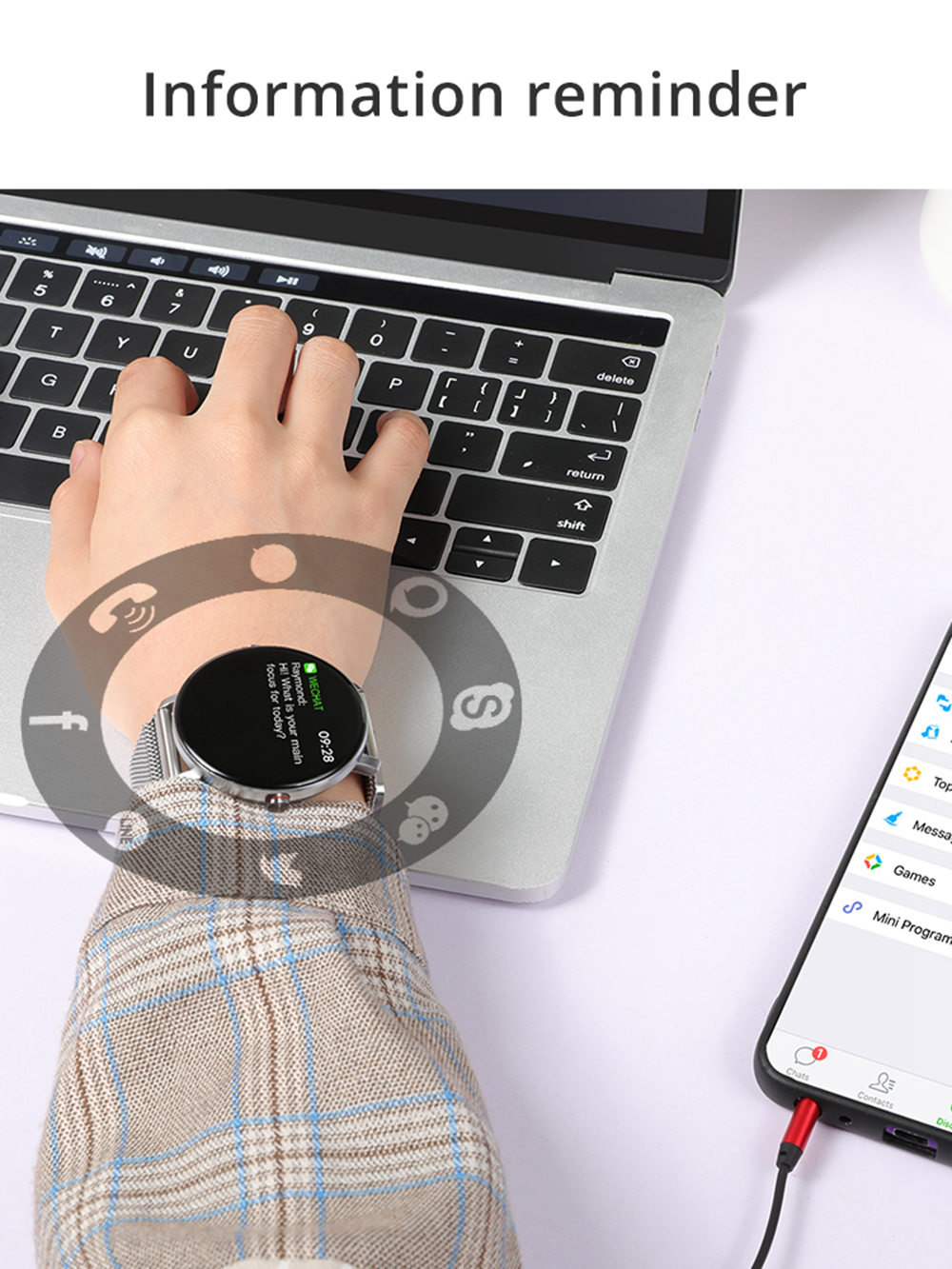 K9 Smart Watch 1.3 Inch IPS Screen Heart Rate Blood Pressure Monitor IP68 Fitness Tracker Smartband - Silver