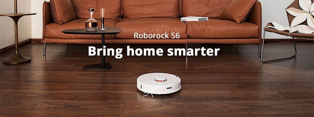 Roborock S6 Robot Vacuum Cleaner APP Virtual Wall 2000Pa Suction LDS Lidar Scanning 5200mAh Global Version - White