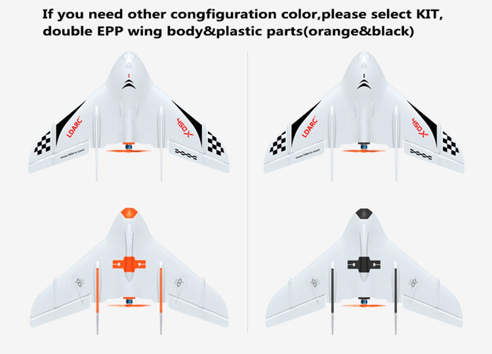 LDARC Tiny Wing 450X 2S 431mm Wingspan EPP FPV Racing Flywing RC Airplane PNP