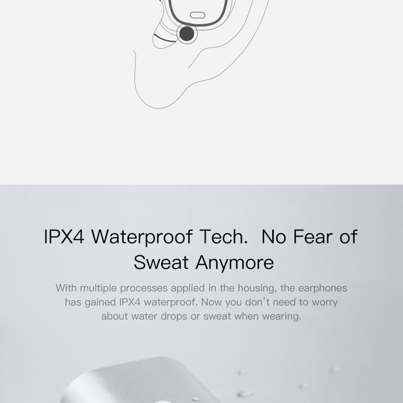 QCY T Vogue TWS Bluetooth 5.0 Earbuds About 4 Hours Working Time Noise Reduction - Silver