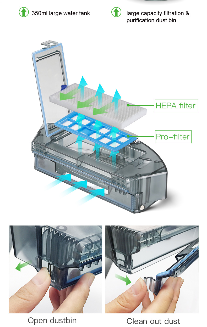 Dibea D960 Robot Vacuum Cleaner 1200 Pa Suction 4 Cleaning Modes Self-charging Remote Control - Black EU Plug