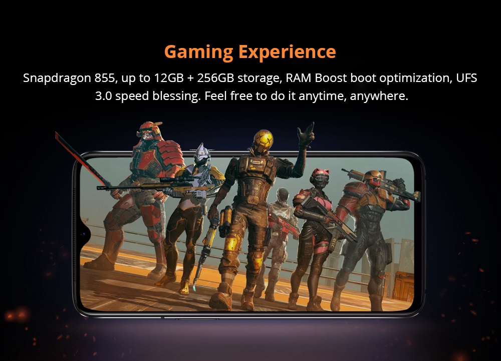 Oneplus 7 6.41 Inch 4G LTE Smartphone Snapdragon 855 12GB 256GB 48.0MP + 5.0MP Dual Rear Cameras Android 9 In-display Fingerprint NFC Fast Charge Global ROM - Gray