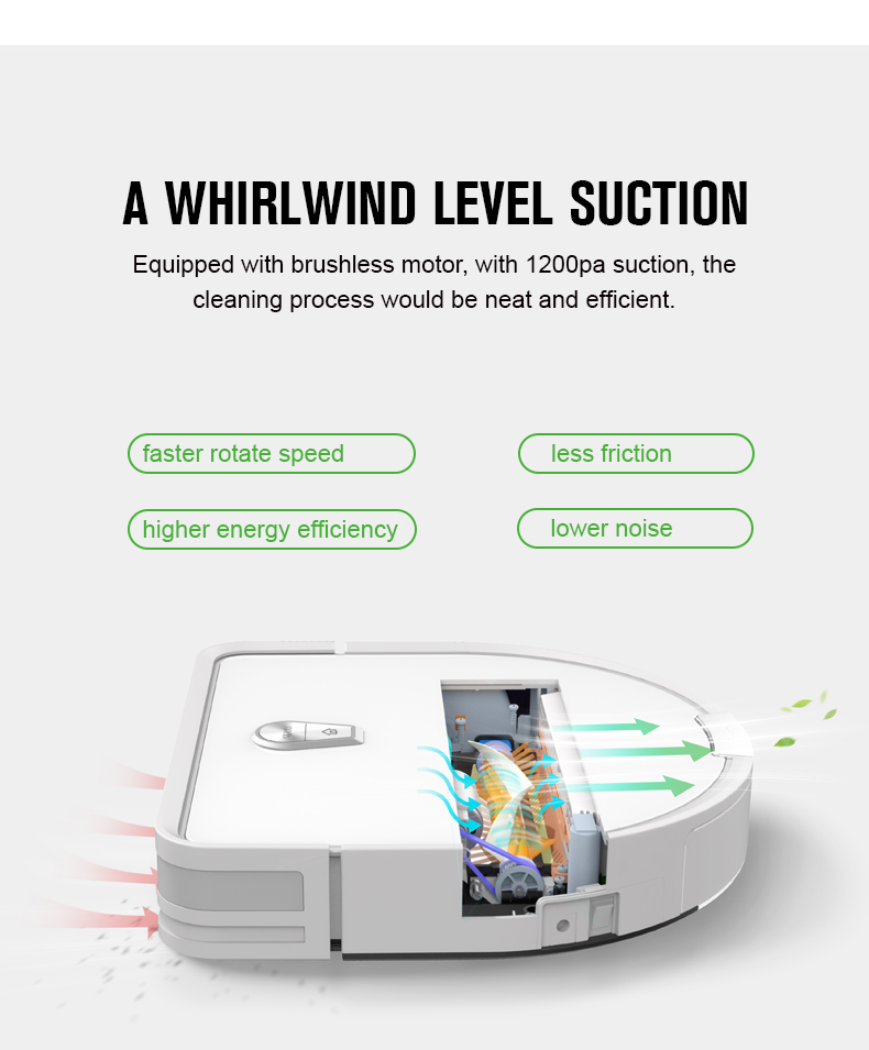 Dibea D960 Robot Vacuum Cleaner 1200 Pa Suction 4 Cleaning Modes Self-charging Remote Control - Black EU Plug