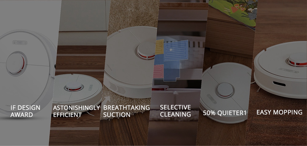 Roborock S6 Robot Vacuum Cleaner APP Virtual Wall 2000Pa Suction LDS Lidar Scanning 5200mAh Global Version - White