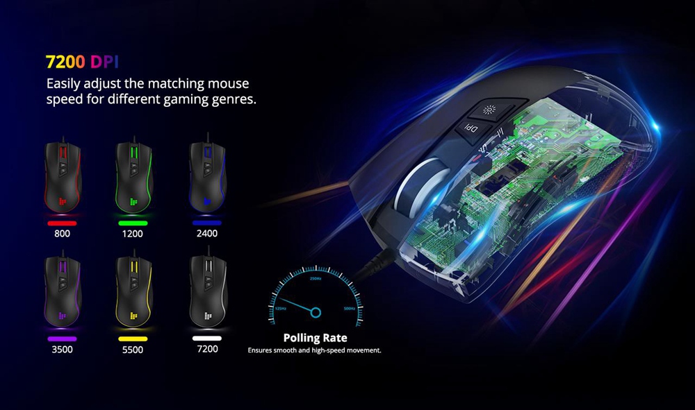 Tronsmart TG007 Wired Gaming Mouse 16.8 Million RGB 9 Programmable Buttons 7200 DPI  For PC Games-Black