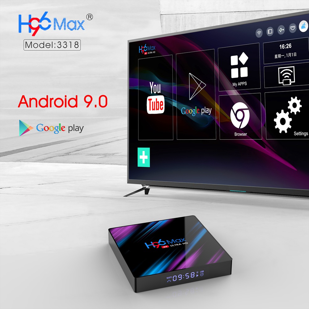 H96 MAX RK3318 Android 9.0 2GB/16GB 4K TV Box 2.4G/5G Wifi LAN Bluetooth