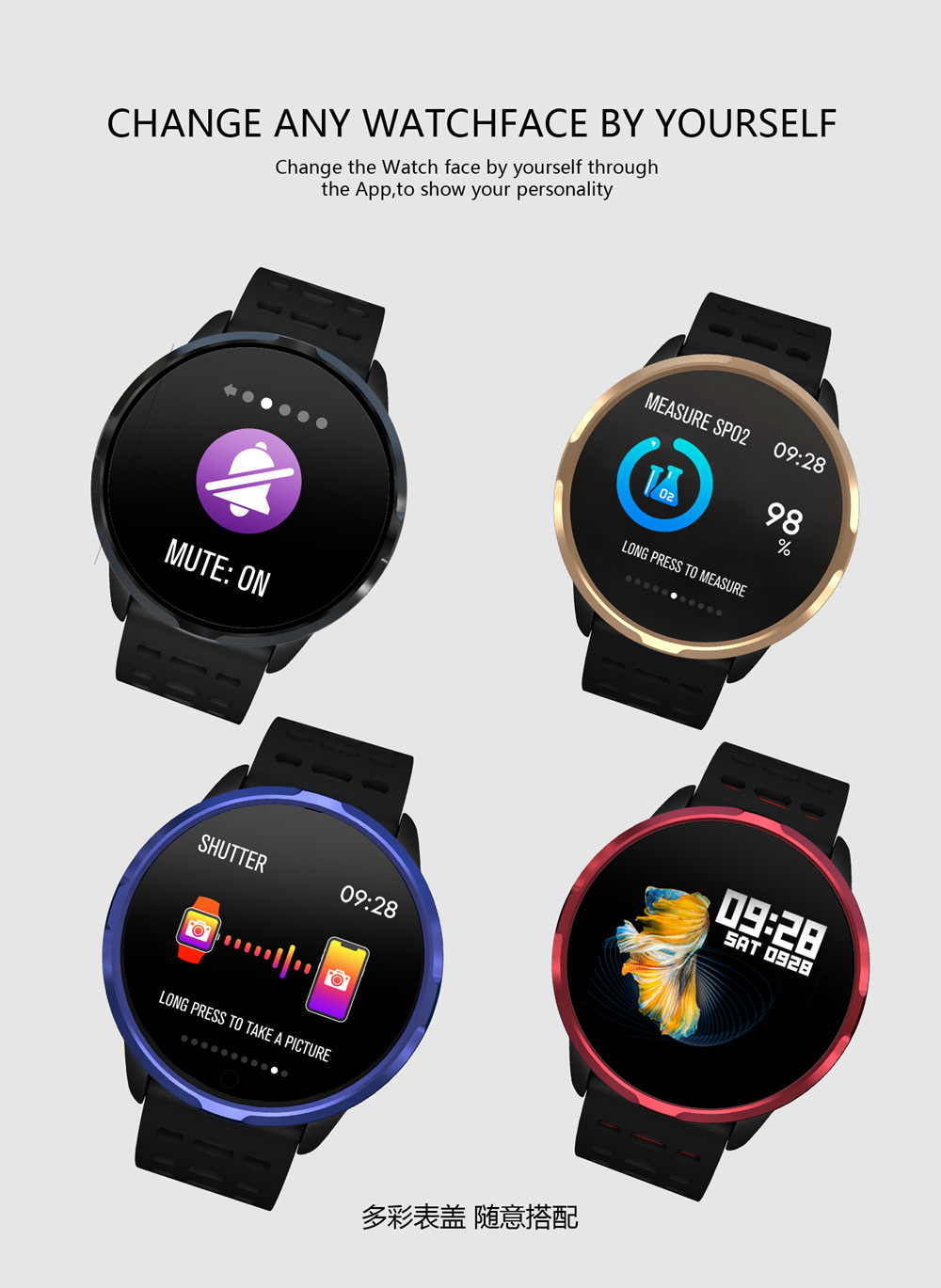 Makibes B05 Smart Watch 1.3 Inch IPS Screen Heart Rate Blood Pressure Monitor IP67 Fitness Tracker Smartband - Red