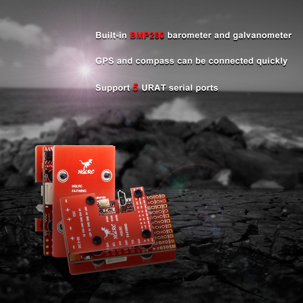 HGLRC F4 Wing 2-8S RC Airplane Flight Controller Built-in BMP280 Barometer Galvanometer Support 5UARTs Buzzer