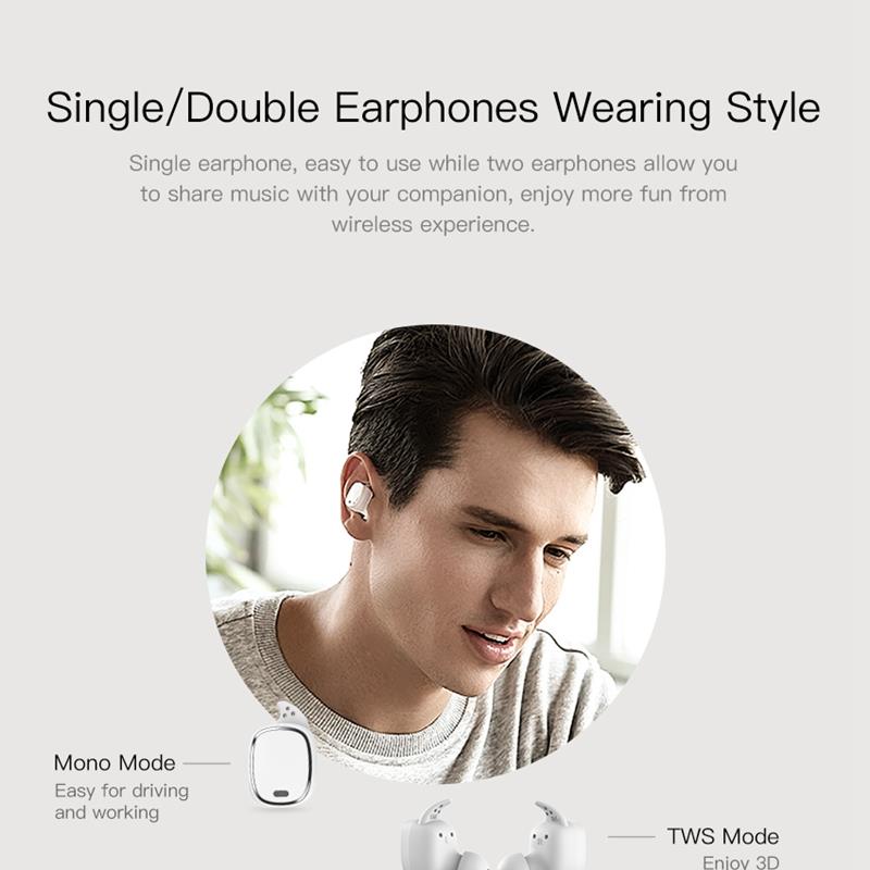 QCY T Vogue TWS Bluetooth 5.0 Earbuds About 4 Hours Working Time Noise Reduction - Silver