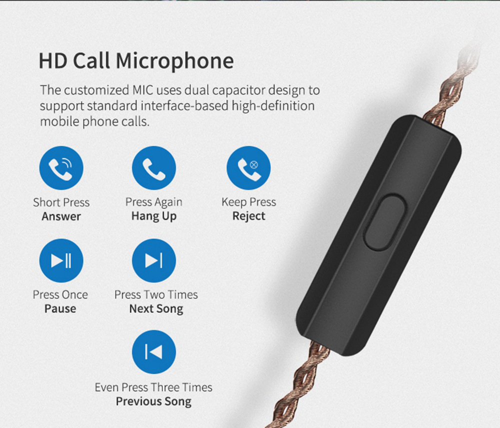 KZ ZSNpro Wired In-ear Earphones with Mic Noise Canceling- Blue