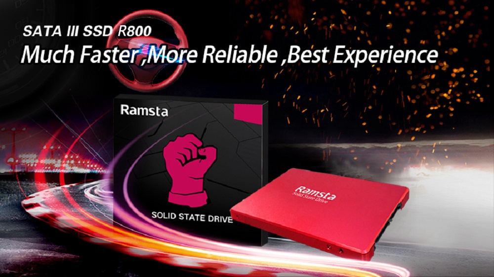 Ramsta R800 480GB SATA3 High Speed SSD Solid State Drive Hard Disk 2.5 Inch Sequential Read 562MB/s - Red