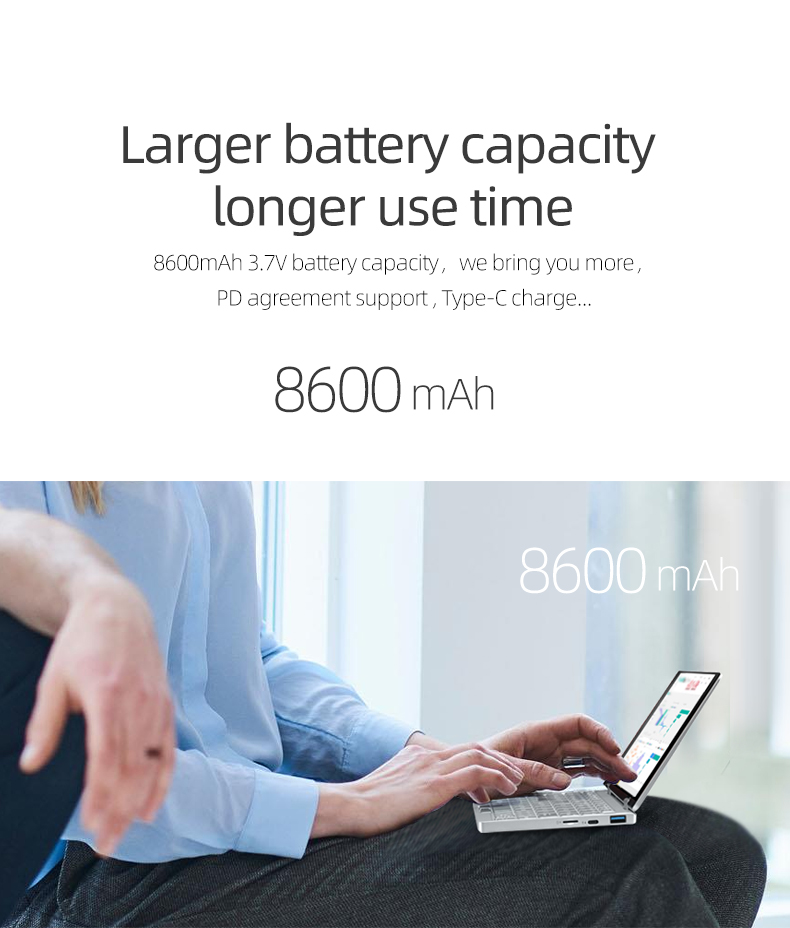 One Netbook One Mix 3 Yoga Pocket Laptop Intel Core M3-8100Y Dual-Core 8.4" IPS Screen 2500*1600 Touch ID Windows 10 8GB DDR3 256GB PCI-E SSD - Silver