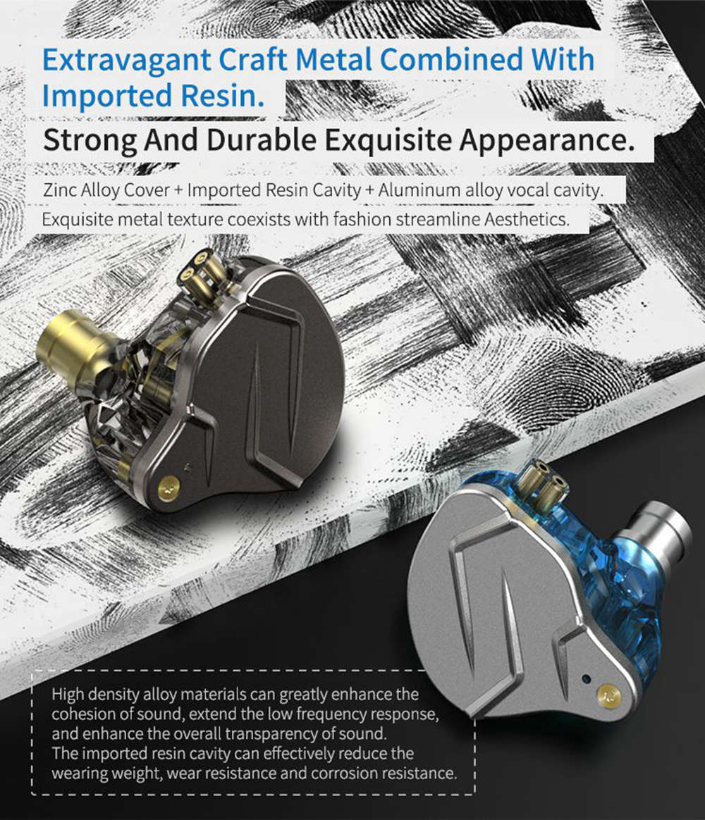 KZ ZSNpro Wired In-ear Earphones with Mic Noise Canceling- Blue