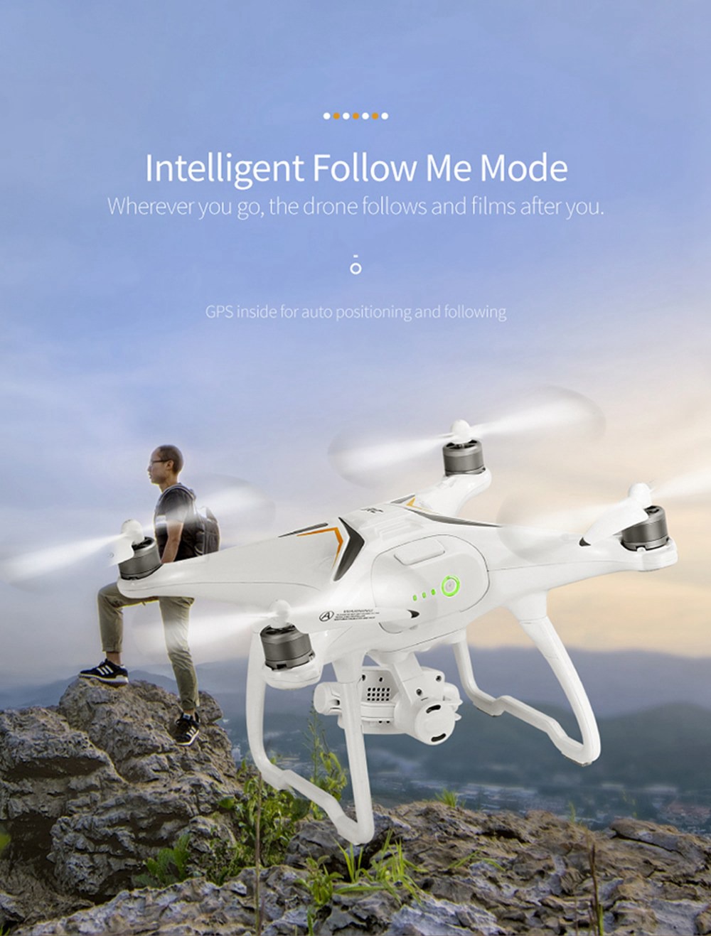 JJRC X6 Aircus 5G WIFI Dual GPS RC Drone With 1080P 2-Axis Self-stabilizing Gimbal Follow Me Mode RTF - Two Batteries