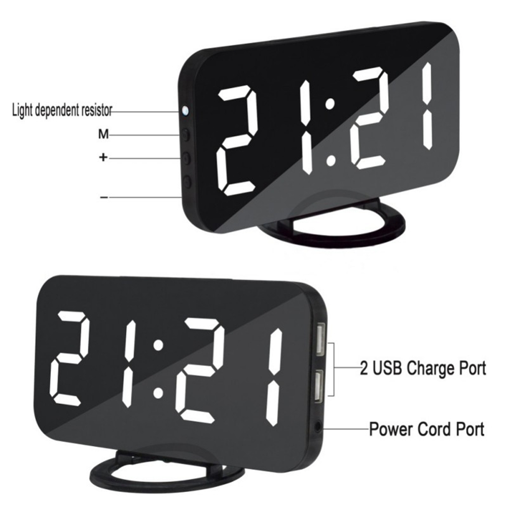 Electronic Digital 6.5 Inch Screen Alarm Clock White