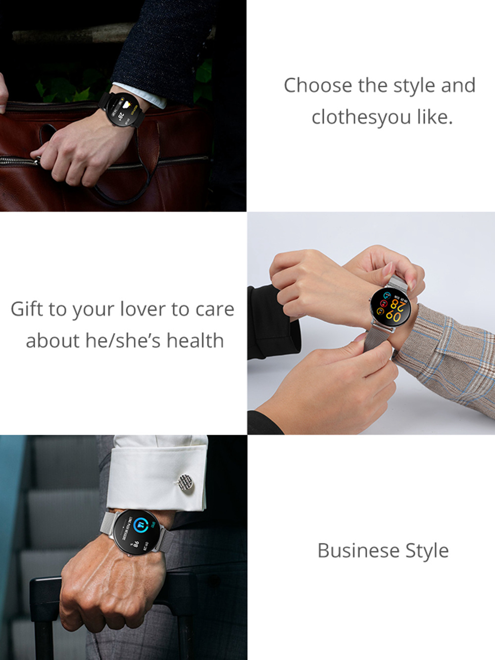 K9 Smart Watch 1.3 Inch IPS Screen Heart Rate Blood Pressure Monitor IP68 Fitness Tracker Smartband - Silver