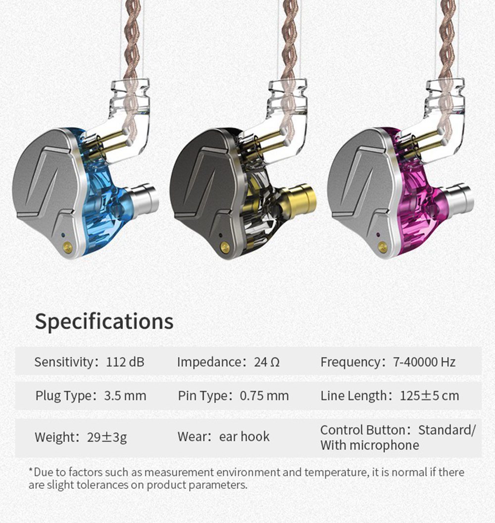 KZ ZSNpro Wired In-ear Earphones with Mic Noise Canceling- Blue