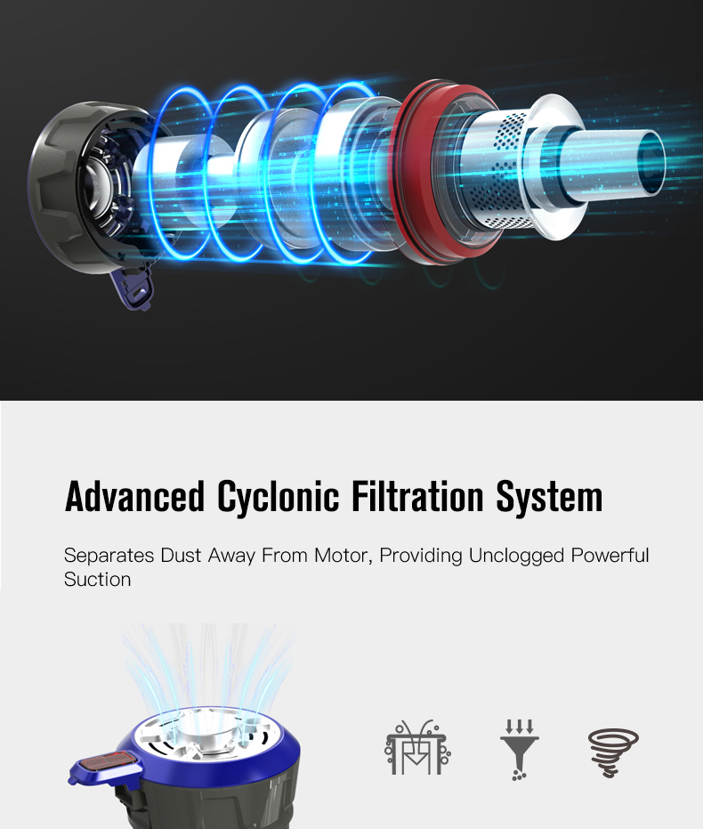 Dibea D18 Cordless Stick Vacuum Cleaner 9000Pa Suction LED Light 2 in 1 Handheld Car Vacuum - Gold EU Plug