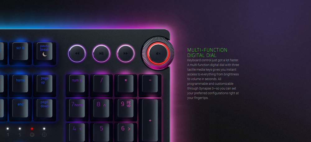 Razer Huntsman Elite Gaming Keyboard RGB Backlight Opto-Mechanical Switches With Leatherette Wrist Rest - Black