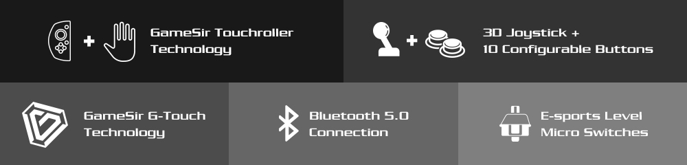 Gamesir G6 Bluetooth 5.0 Gamepad with Ultra-thin 3D Joystick G-Touch Technology-Black