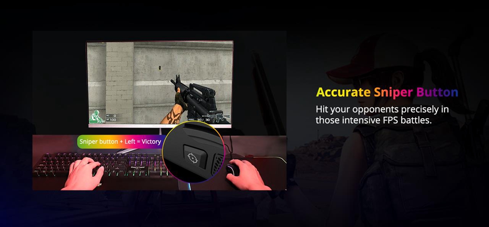 Tronsmart TG007 Wired Gaming Mouse 16.8 Million RGB 9 Programmable Buttons 7200 DPI  For PC Games-Black