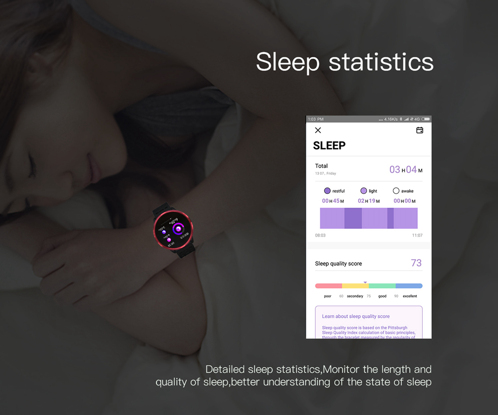 Makibes B05 Smart Watch 1.3 Inch IPS Screen Heart Rate Blood Pressure Monitor IP67 Fitness Tracker Smartband - Red