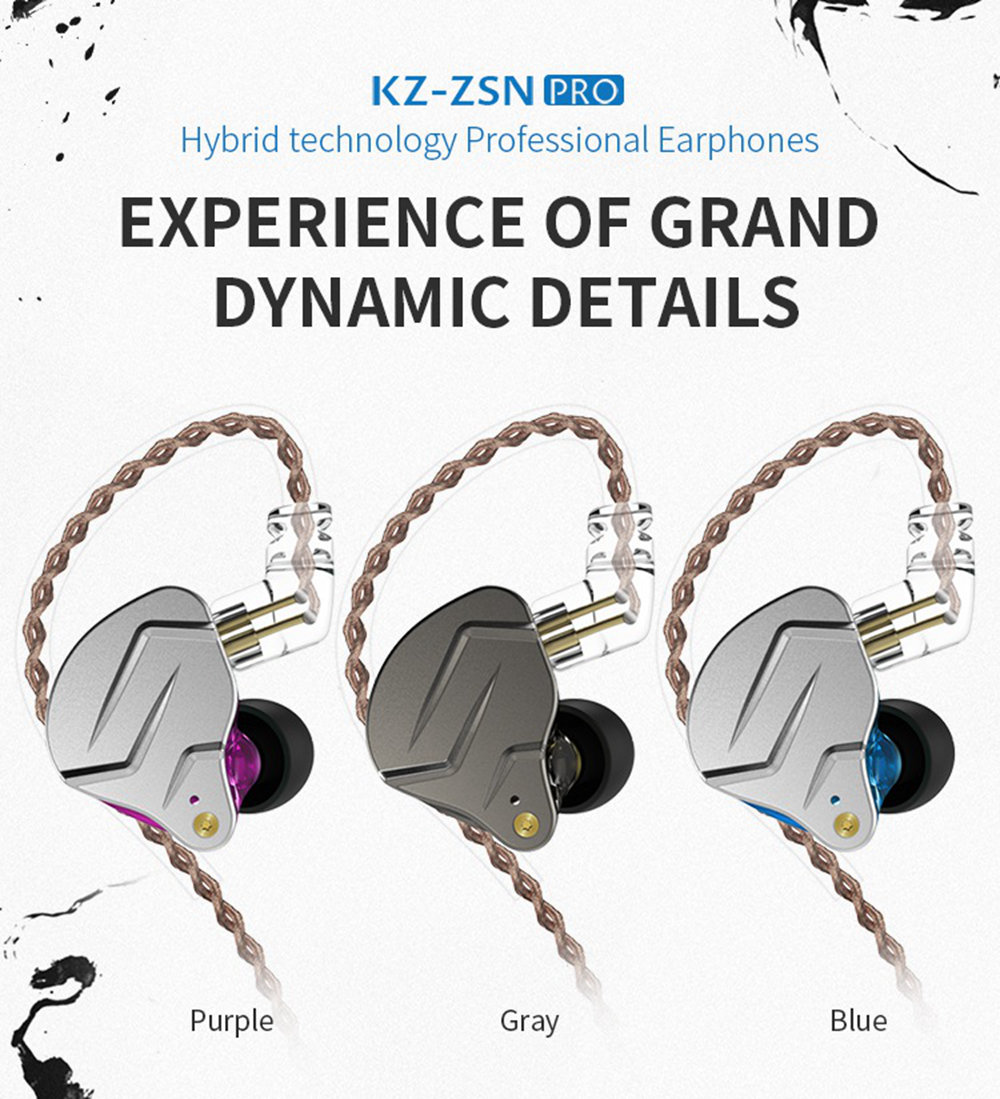 KZ ZSNpro Wired In-ear Earphones with Mic Noise Canceling- Blue
