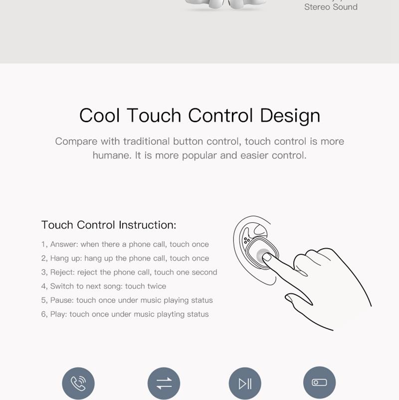 QCY T Vogue TWS Bluetooth 5.0 Earbuds About 4 Hours Working Time Noise Reduction - Silver