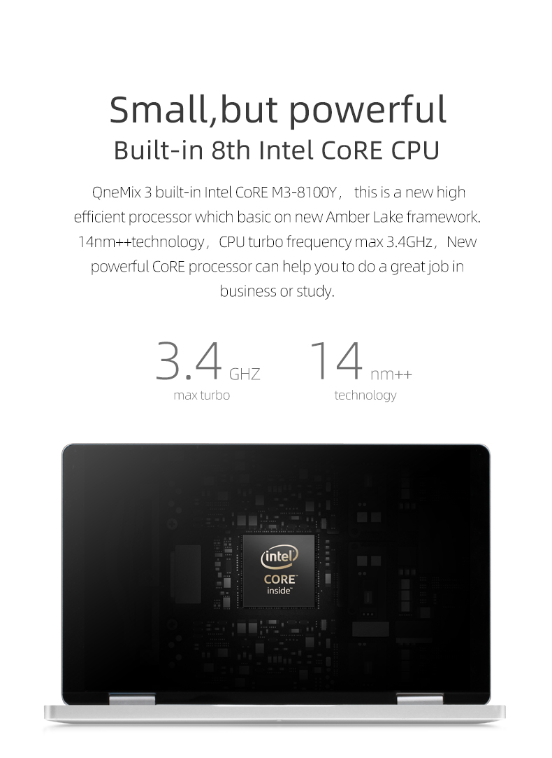 One Netbook One Mix 3 Yoga Pocket Laptop Intel Core M3-8100Y Dual-Core 8.4" IPS Screen 2500*1600 Touch ID Windows 10 8GB DDR3 256GB PCI-E SSD - Silver