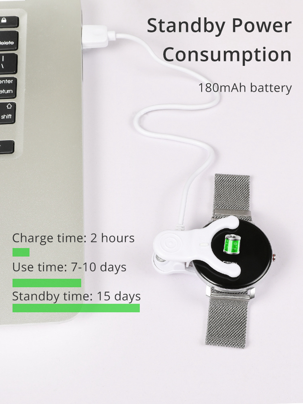 K9 Smart Watch 1.3 Inch IPS Screen Heart Rate Blood Pressure Monitor IP68 Fitness Tracker Smartband - Silver