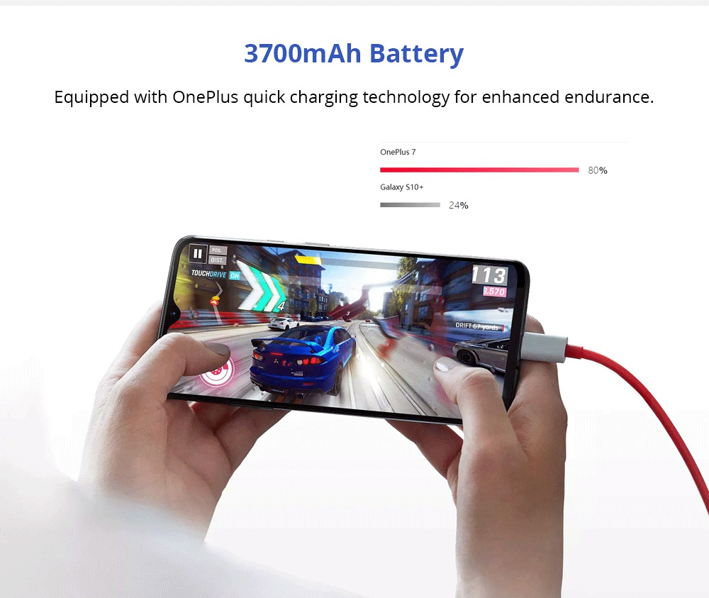Oneplus 7 6.41 Inch 4G LTE Smartphone Snapdragon 855 8GB 256GB 48.0MP + 5.0MP Dual Rear Cameras Android 9 In-display Fingerprint NFC Fast Charge Global ROM - Red