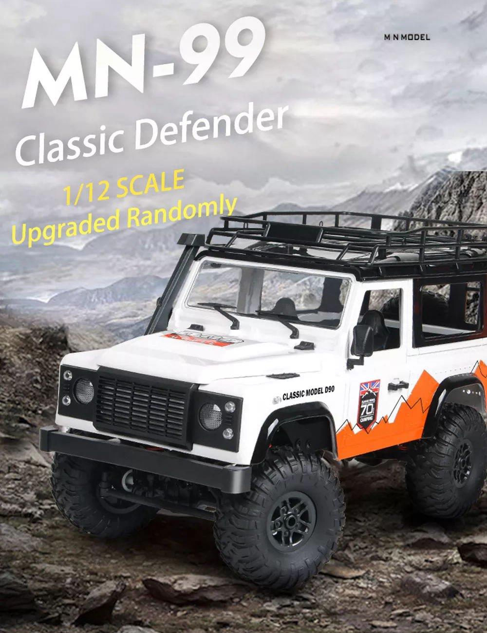 MN Model MN-99 DEFENDER 1/12 4WD 2.4G 2CH Crawler Climbing Truck RC Car With Front LED Light RTR - White